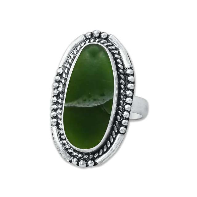 Handmade  925 Solid Sterling Silver Designer Big All Size Birthday Gift for Her Good Quality Nephrite Jade Gemstone Vintage Ring