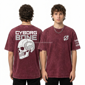 Camiseta para Hombre con Gráfico de Calavera 'Forgotten Souls', 245GSM, Algodón Pesado, Lavado Ácido, Estilo Vintage, Streetwear, Fabricante, Personalizada, con Bolsillo - Product Image 5
