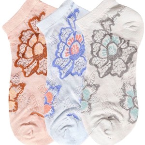 New Design Floral Print Ankle Socks Cotton Spandex Breathable Summer Thin Knitted Jacquard Pattern Daily Wear - Product Image 1
