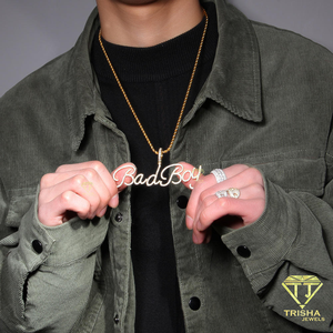 Collar con Colgante de Ángel de Moissanita Personalizado de Lujo, Diseño de Letra con Incrustaciones de Diamantes, Joyería con Nombre Personalizado, Moda Hip Hop - Product Image 4