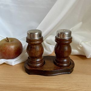 Decorative Round Wooden <b>Salt</b> And Pepper <b>Shaker</b> Set For Contemporary Dining And Table Presentation - Product Image 1
