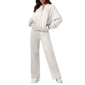 Ensemble de survêtements pour femmes à manches longues, vêtements de sport pour la course à pied et le jogging, coupe ample personnalisée, nouveau style, survêtement zippé pour femmes - Product Image 3