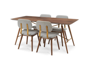Modern <b>Wooden</b> <b>Dining</b> Room Set 6 Piece Midcentury Style <b>Extendable</b> <b>Table</b> Chairs Solid Back Home Furniture for <b>Dining</b> Area - Product Image 3