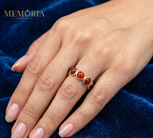 January Birthstone Round Natural Red Fire <b>Garnet</b> Gemstone Band <b>Ring</b> Women 18k Yellow Gold Wedding IGI Certified Jewelry - Product Image 6