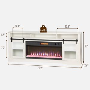 Mobile TV con Camino Elettrico Bianco per TV fino a 80 Pollici, Console TV con Vano Aperto e Armadietti Laterali - Product Image 3