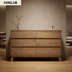 Contemporary Scandinavian Oak Color <b>Sideboard</b> with <b>Storage</b> and Solid Wood Legs for Small Dining Rooms and Apartments - Product Image 5