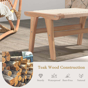 Reposapiés otomano de madera de teca hecho a mano con cuerda trenzada Solución de asiento única - Product Image 6