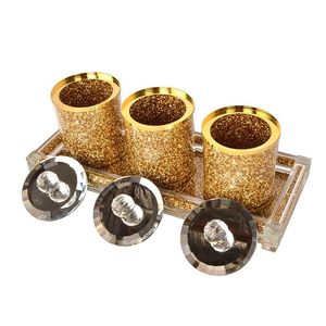 Ambrose frantumate vetro diamante contenitori di zucchero da tè eleganti vasetti per la conservazione del caffè con vassoio in scatola regalo squisita decorazioni per la casa - Product Image 2