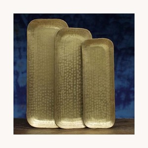 Set Of Three Aluminum Food Serving <b>Tray</b> Premium Quality Stylish Home Hotel Banquet Dessert Snack Display <b>Tray</b> - Product Image 1