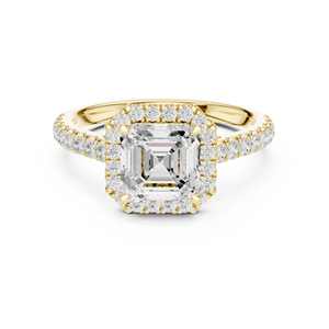 Exclusive Asscher Cut Halo Lab Grown Diamond Engagement <b>Ring</b> <b>Crafted</b> From 14k Yellow Gold Wholesale OEM Supplier Women Jewelry - Product Image 3