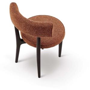 Modern Curved Teak Wood Fabric Dining <b>Chair</b> Comfortable Upholstered Accent Side <b>Chair</b> for Luxury Hotel <b>Restaurant</b> - Product Image 2