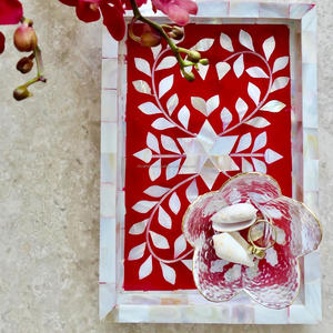 Bandeja acrílica de nácar hecha a mano para barco, plato de madera de tamaño personalizado y MDF decorativo para el hogar, artículos para servir alimentos - Product Image 4