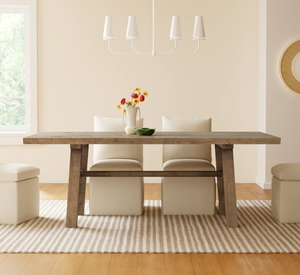 Venta Directa de Fábrica, Juego de Comedor de Lujo de 6 Plazas en Madera de Mango con Sillas Beige, Diseño Moderno para Hoteles y Villas - Product Image 1