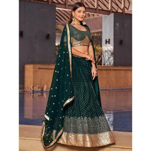 ชุดแต่งกาย lehenga choli georgette mehendi สีเขียวที่มีเสน่ห์ - Product Image 6