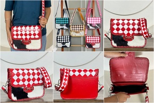 Sac à bandoulière en cuir de vachette fait main OEM ODM pour femmes, motif à carreaux, parfait pour les femmes - Product Image 2