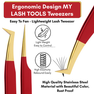 Professional lash extension tweezer 90-degree tweezers eyelash extension with Boot Russian Volume Stainless Steel Beauty <b>Tools</b> - Product Image 5