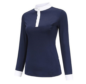 Camisas de Polo Ecuestres Personalizadas al por Mayor para Mujer, Tops de Equitación de Manga Larga Transpirables de Poliéster/Nylon/Spandex para Exhibición - Product Image 1