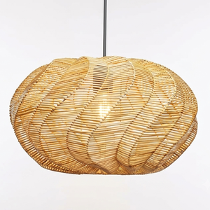 Nordic Boho Wicker Rattan Chandelier Shade Homeware Crafts Creative Woven Pendant <b>Light</b> Natural Lamp Shade - Product Image 1
