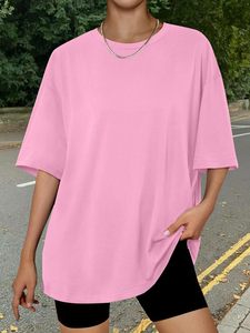 T-shirts amples en coton uni pour hommes et femmes, manches courtes, tendance mode, vêtements de couple, t-shirts personnalisés, couleurs bonbon, hauts d'été - Product Image 5