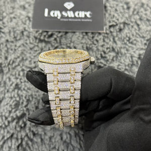 Reloj de Lujo para Hombre, de Acero Inoxidable con Incrustaciones de Diamantes, Cristal VVS Moissanite, Resistente al Agua 10m, 42mm, Cuarzo, Elegante - Product Image 6