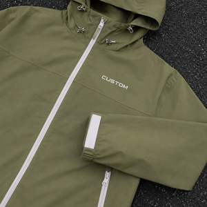 Red Zipper Nylon Windbreaker <b>Set</b> With Hood Custom Wholesale Factory Supplier USA Casual Fall Layering Jacket Pants Urban Outfit - Product Image 3