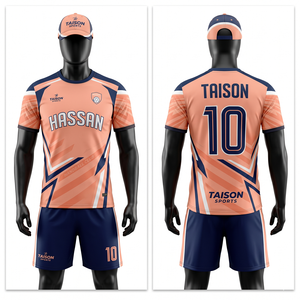 Uniforme de volley-ball pour homme en mesh polyester respirant Elite 180 GSM, panneaux contrastés corail et turquoise, léger, séchage rapide, logo sublimé. - Product Image 5