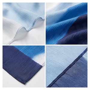 Elegant Women's Square <b>Silk</b> <b>Scarf</b> Digital Print Color Blocking Blue Gradient Fashion Accessory All Seasons Daily Wear - Product Image 4