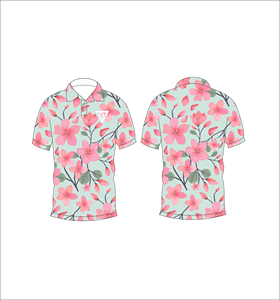 Mens Mint Pink Floral Print Polo Shirt Custom Sublimation Short Sleeve Summer Casual Breathable Lightweight Golf Shirt - Product Image 6