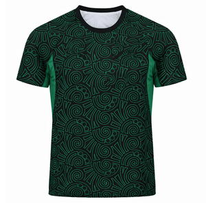 Camiseta Deportiva Sublimada Premium Verde y Negra con Patrón Geométrico Espiral Abstracto, Tejido de Alto Rendimiento que Absorbe la Humedad, Jersey de Rugby - Product Image 1