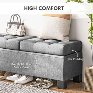 Panca Ottomana con Struttura in Acciaio e Bottoni Trapuntati, con Vano Contenitore da 46 Pollici, per Ufficio Domestico e Soggiorno - Product Image 5