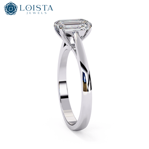 Bague de fiançailles LOISTA en platine avec diamant taille émeraude, bijoux classiques pour femmes avec diamant naturel certifié GIA - Product Image 3