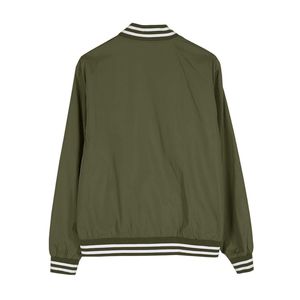 เสื้อแจ็คเก็ตวาร์ซิตี้สีเขียวมะกอก คอริบบ์ ปิดด้วยกระดุมแป๊ก เสื้อโค้ทบอมเบอร์น้ำหนักเบา เสื้อคลุมลำลองสำหรับผู้ชาย - Product Image 2