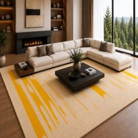 Tapis abstrait jaune moderne, tapis contemporain à rayures, tapis en laine tufté à la main pour salon, chambre à coucher, décoration minimaliste de la maison