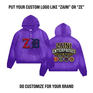Sudadera con Capucha Morada de Felpa de Algodón y Poliéster Premium de 420 GSM con Lavado Ácido y Logotipo Bordado en Chenilla Personalizado de Alto Gramaje - Product Image 1