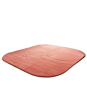 Modern Coral Area Rug - Soft Contemporary Living Room Carpet | Rounded Shape Designer Floor Rug Luxury Textured Abstract Pattern - Product Image 2