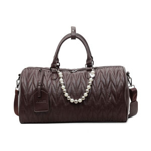 Sac de voyage chic en cuir PU matelassé avec chaîne de perles décorative et bandoulière amovible - Product Image 6