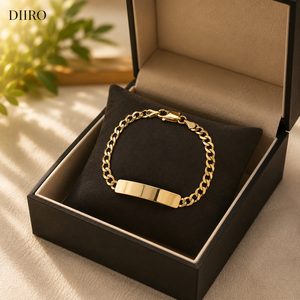 Bracelet chaîne d'identité personnalisé plaqué or pour hommes et femmes, bracelet barre de nom personnalisée maillons cubains, cadeau bijoux Moissanite - Product Image 6