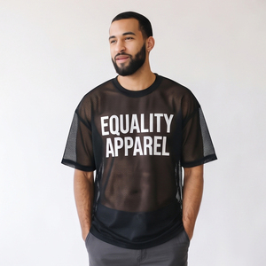 Camiseta de malla transparente para hombre y mujer, con estampado de letras, ajuste holgado, transpirable, estilo urbano, 100% poliéster, de secado rápido, transparente, unisex - Product Image 6