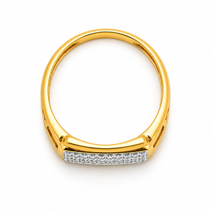 18K Yellow Gold <b>Mens</b> Diamond Cluster <b>Ring</b> Rectangular Top Modern Geometric Design Luxury Wedding Party Daily Wear Gift High - Product Image 4