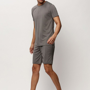 Low MOQ Men's Solid Plus Size Summer Shirt Short <b>Set</b> Customized Breathable Cotton 2-Piece Joggers Tracksuit Twin Matching <b>Set</b> - Product Image 6