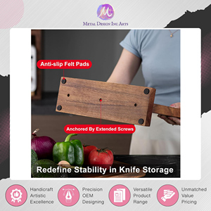 Porte-couteaux magnétique en bois couleur brun foncé de haute qualité, très vendu, au prix le plus bas - Product Image 4