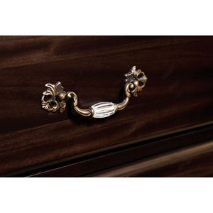 Tradizionale noce scuro 3 cassetti comodino manici in ottone antico cuscinetto a sfera in metallo scivolate in acrilico accento in legno massiccio camera da letto - Product Image 3