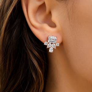 BRA Certificated with Moissanite <b>Earrings</b> Rose Gold Plated Vintage Drop <b>Earrings</b> Emerald Cut Diamond Wedding Women's <b>Earrings</b> - Product Image 5