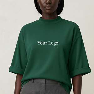 Wholesale Affordable Price Plus Size 100% Cotton Thick Collar O-Neck Solid Color TShirt Custom Embriordery Logo Breathable Shirt - Product Image 4