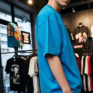 T-shirt personnalisé 100% Premium pur coton uni noir blanc classique à manches courtes T-shirt été 100% coton T-shirt pour hommes coupe ample - Product Image 2