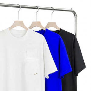 T-shirt en coton à manches courtes pour homme, coupe classique, col rond, couleur unie, avec poche, style décontracté, blanc, vert, noir - Product Image 2