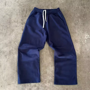 High Quality Y2K Stacked Pants Men Flared Sweatpants Custom Logo Puff Print Wide Leg Joggers - Product Image 4