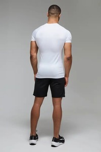 mens athletic compression tshirt half sleeve gym fitness wear <b>tight</b> fit breathable quick dry stretch sports - Product Image 2