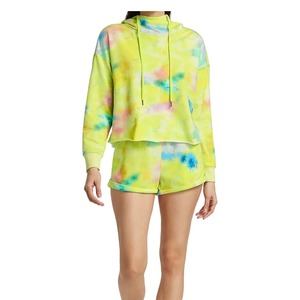 Pantalones Cortos Deportivos Elásticos de Cintura Alta con Estampado Tie-Dye para Mujer, Color Caramelo, Ideales para Verano - Product Image 5