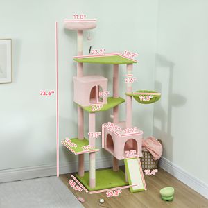 Árbol para Gatos Grande de 74 Pulgadas, Color Rosa, con Poste Rascador y Plataforma, Estructura para Escalar para Gatos de Interior - Product Image 3
